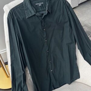 John Varvatos Black / Green Button-Up Shirt